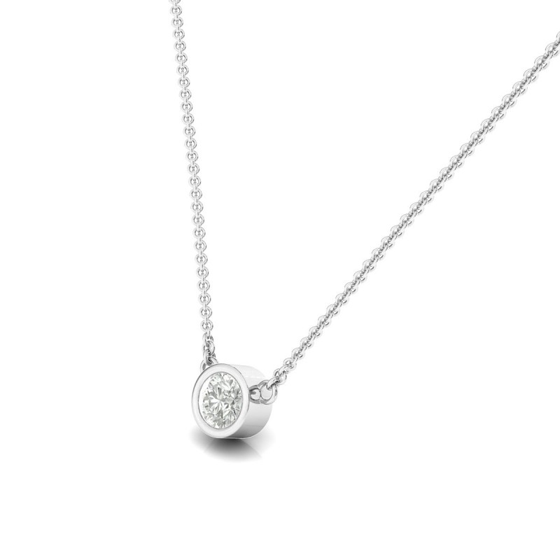 18K Bezel-Set Diamond Necklace White Gold
