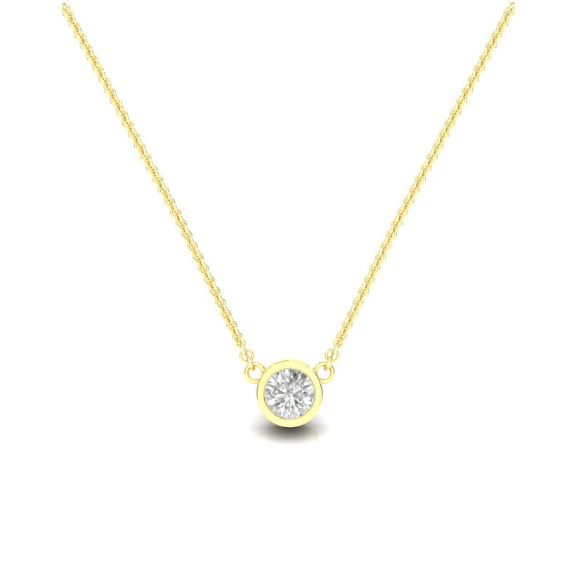 18K Bezel-Set Diamond Necklace Yellow Gold