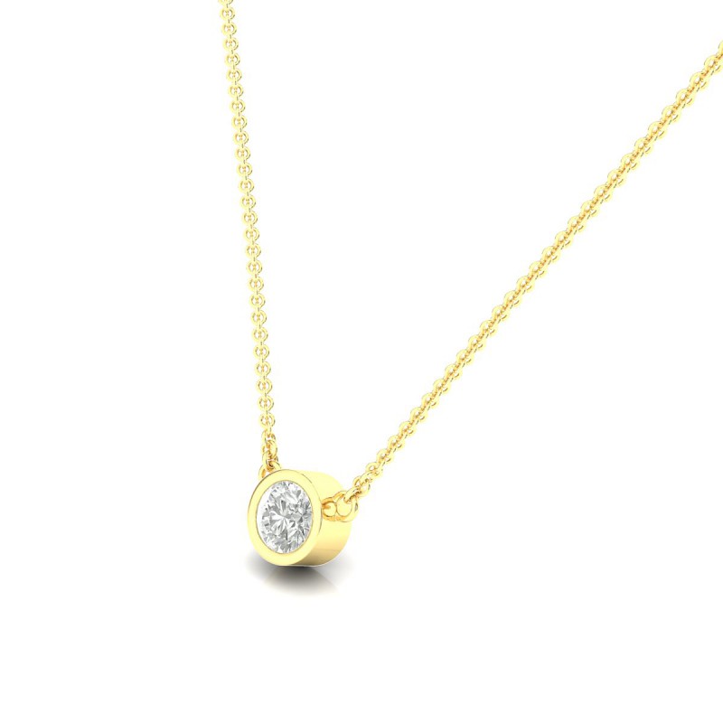 18K Bezel-Set Diamond Necklace Yellow Gold