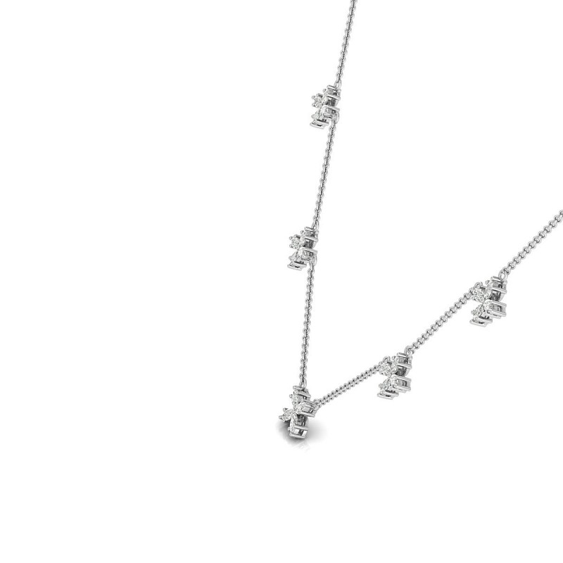 18K Butterfly Chain Diamond White Gold Pendant 
