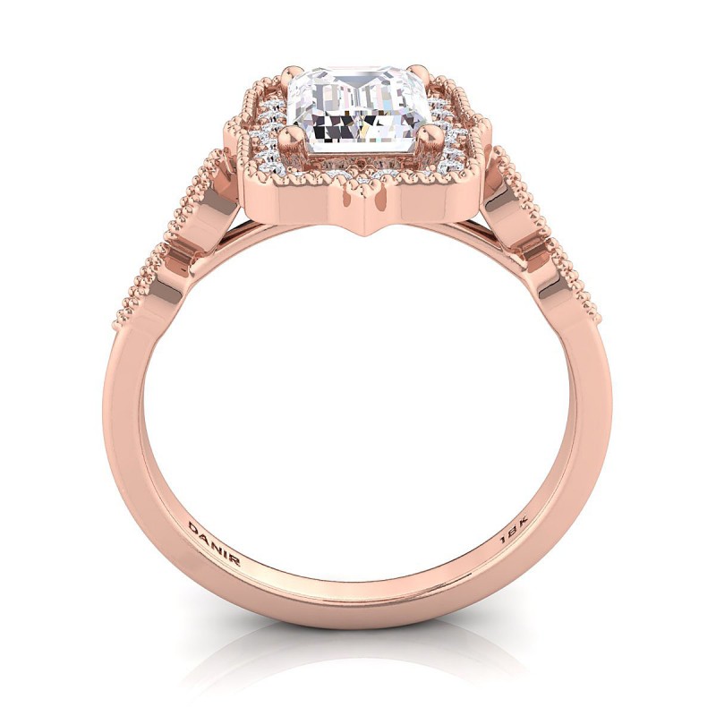 Callie Diamond Engagement Ring Emerald Rose Gold 