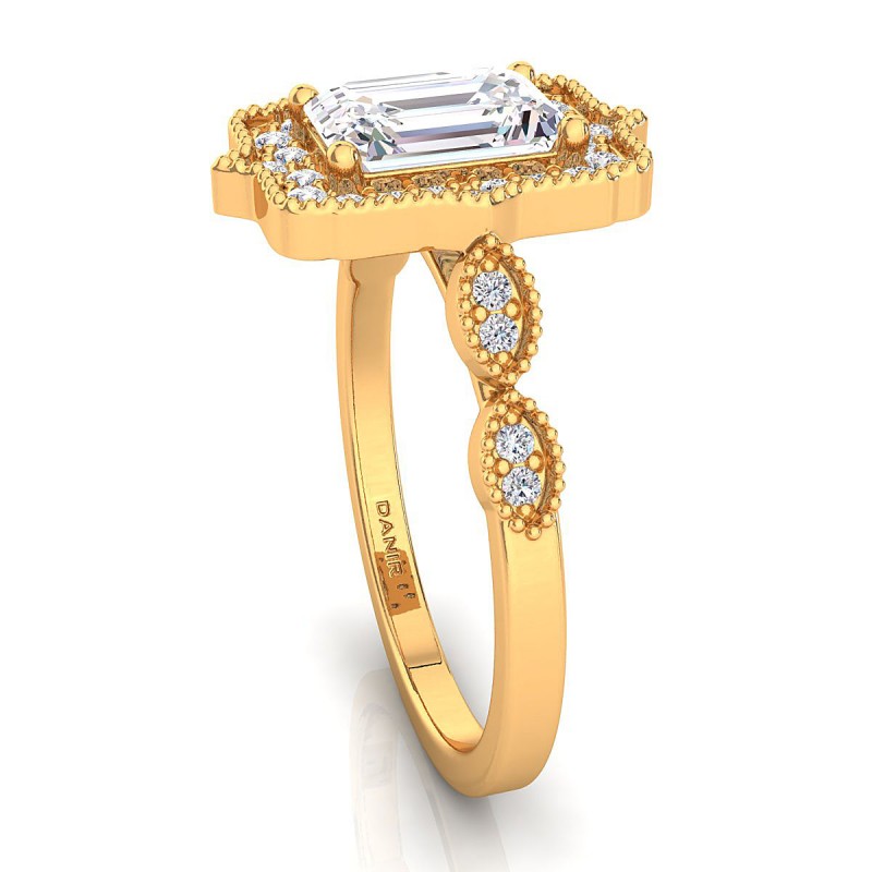 18K Yellow Gold <br> Callie Diamond Engagement Ring Emerald Yellow Gold 