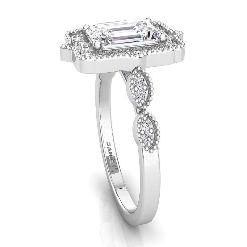 Callie Diamond Engagement Ring Emerald White Gold 