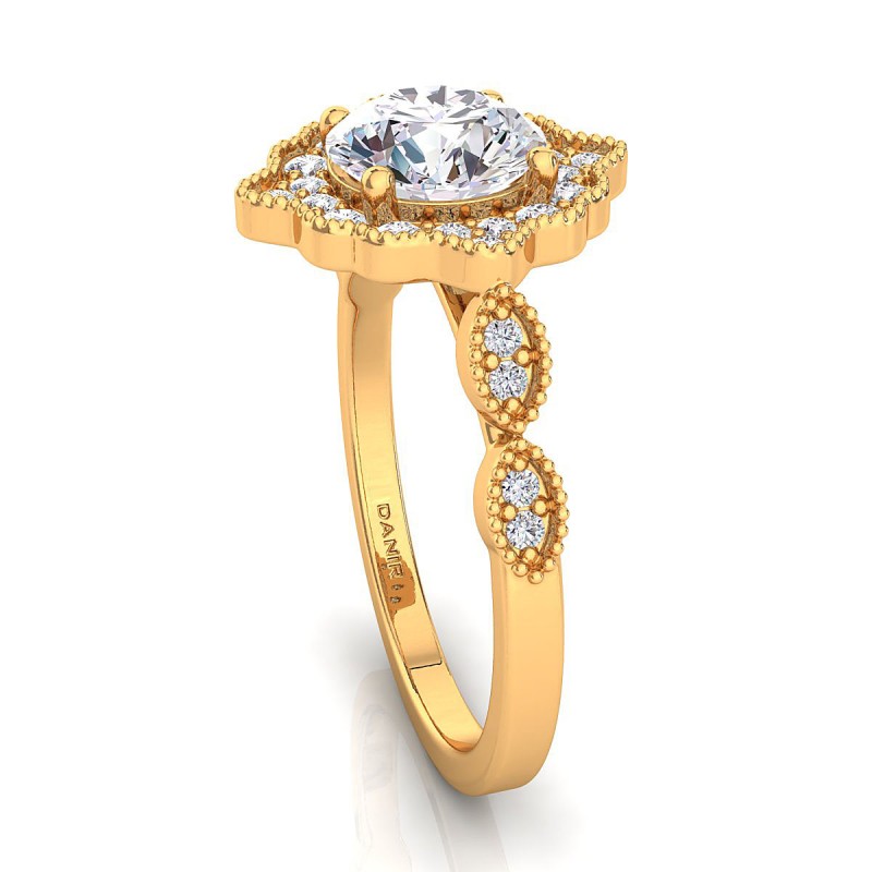 Callie Diamond Engagement Ring Round Yellow Gold 