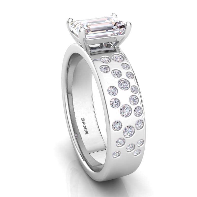 18K White Gold <br> Casadei Emerald Diamond Engagement Ring White Gold 