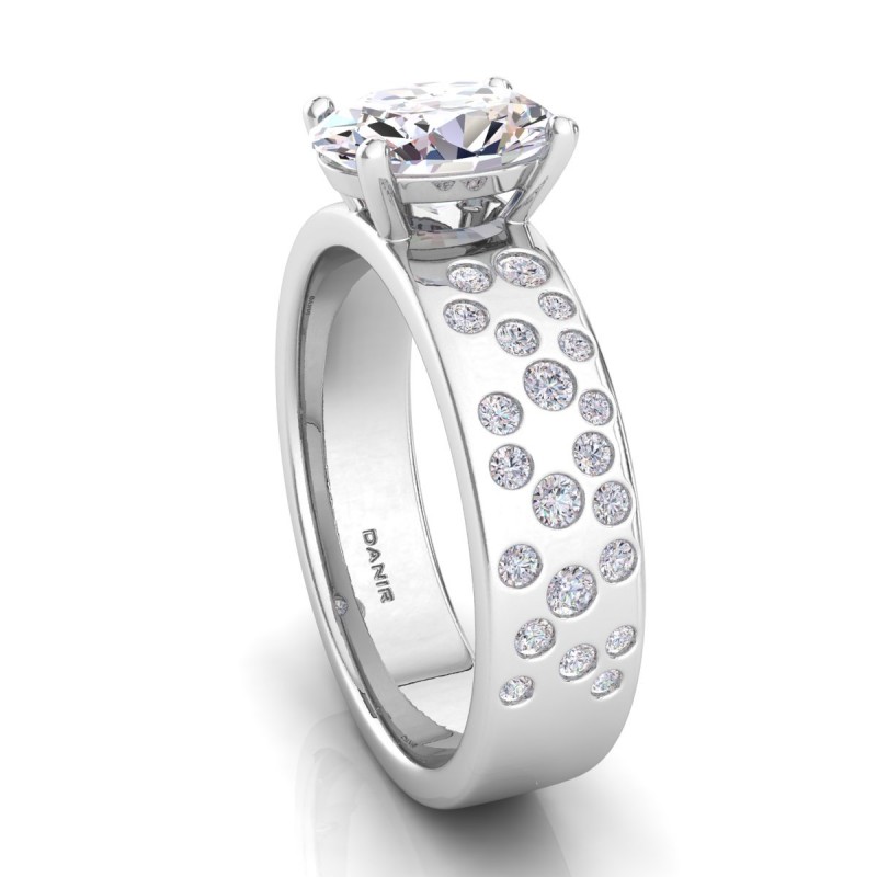 18K White Gold <br> Casadei Oval Diamond Engagement Ring White Gold 