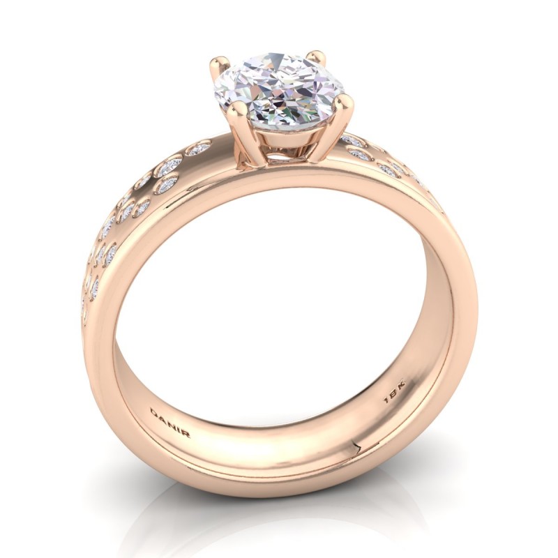 18K ROSE Gold <br> Casadei Oval Diamond Engagement Ring Rose Gold 