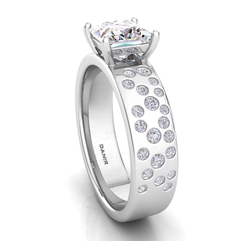 18K White Gold <br> Casadei Princess Diamond Engagement Ring White Gold 