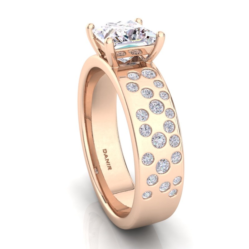 18K ROSE Gold <br> Casadei Princess Diamond Engagement Ring Rose Gold 