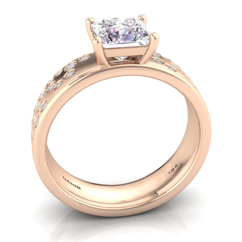 Casadei Princess Diamond Engagement Ring Rose Gold 