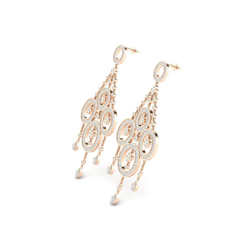 18K Rose Gold Chandelier Diamond Earrings