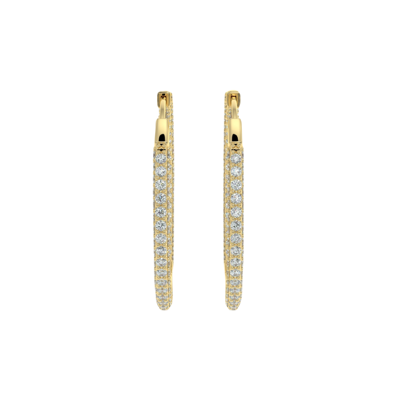 18K Yellow Gold Christen Hoop Diamond Earrings 