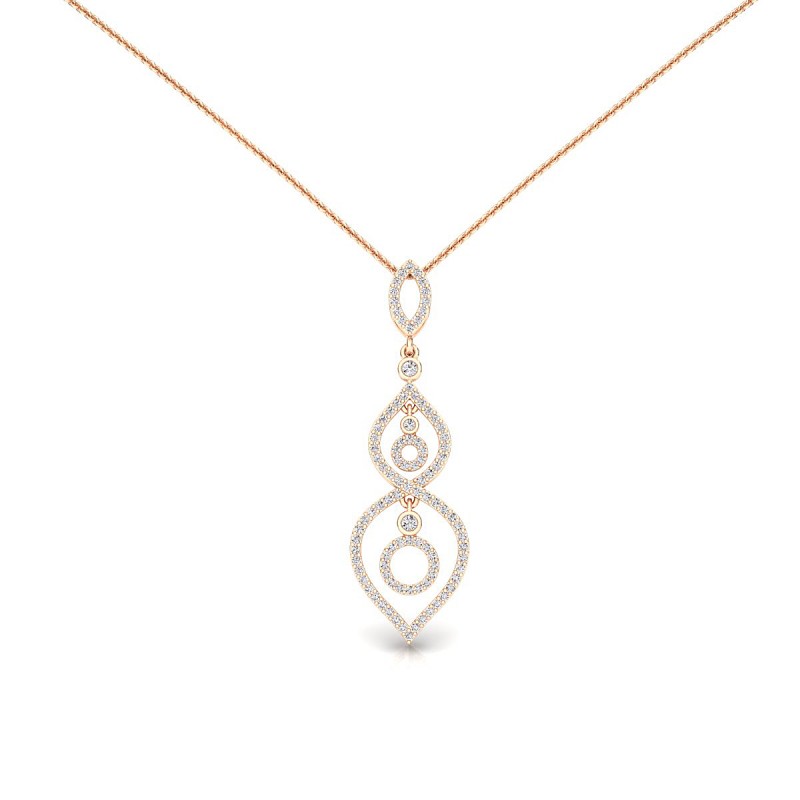 18K Rose Gold Dangling Loop Diamond Necklace
