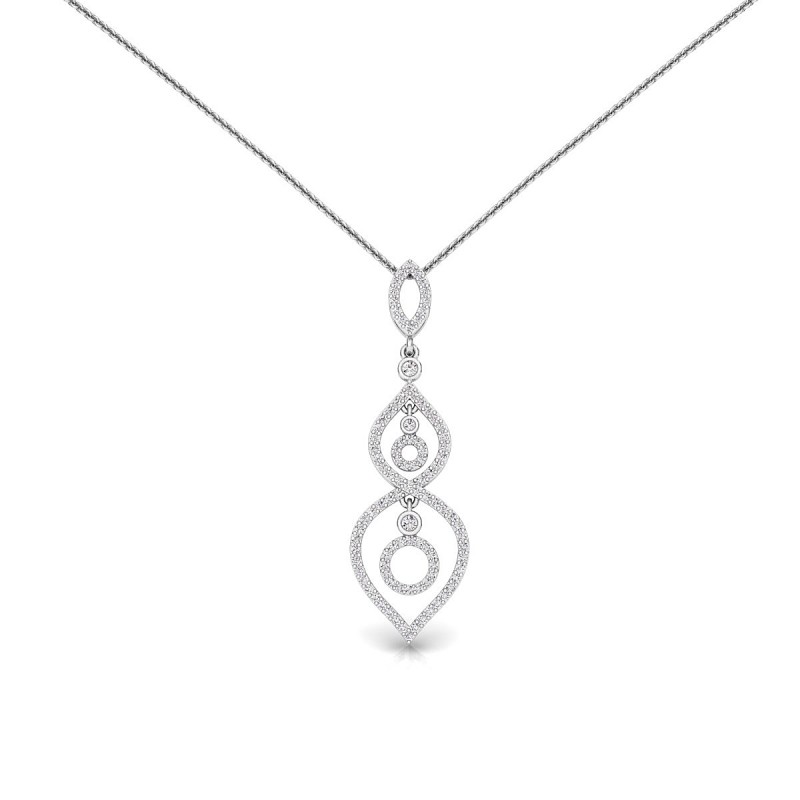 18K White Gold Dangling Loop Diamond Necklace