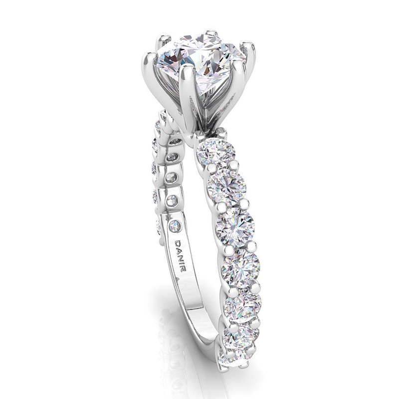 18K White Gold <br> Dawn Luxe Six-Prong Diamond Engagement Ring White Gold 