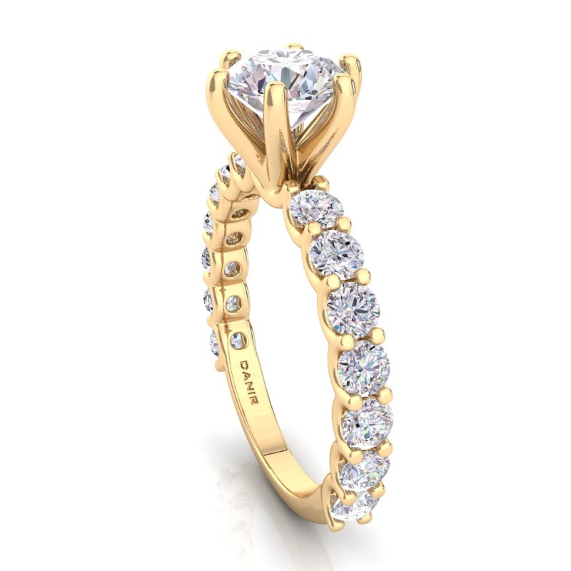 Dawn Luxe Six-Prong Diamond Engagement Ring Yellow Gold 