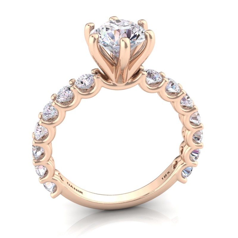 18K ROSE Gold <br> Dawn Luxe Six-Prong Diamond Engagement Ring Rose Gold 