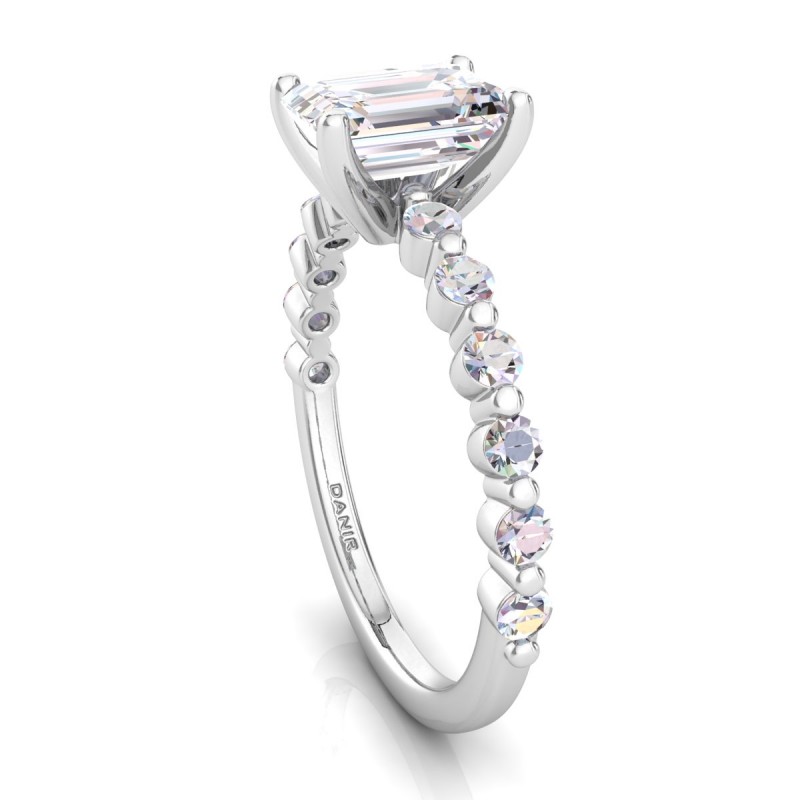 18K White Gold <br> Diana Diamond Engagement Ring Emerald White Gold
