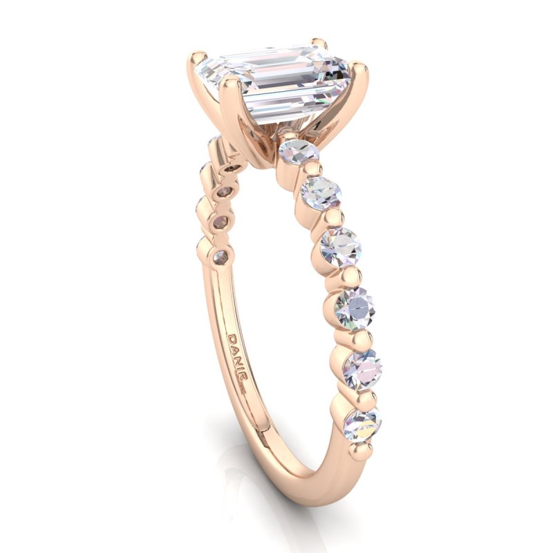 18K ROSE Gold <br> Diana Diamond Engagement Ring Emerald Rose Gold