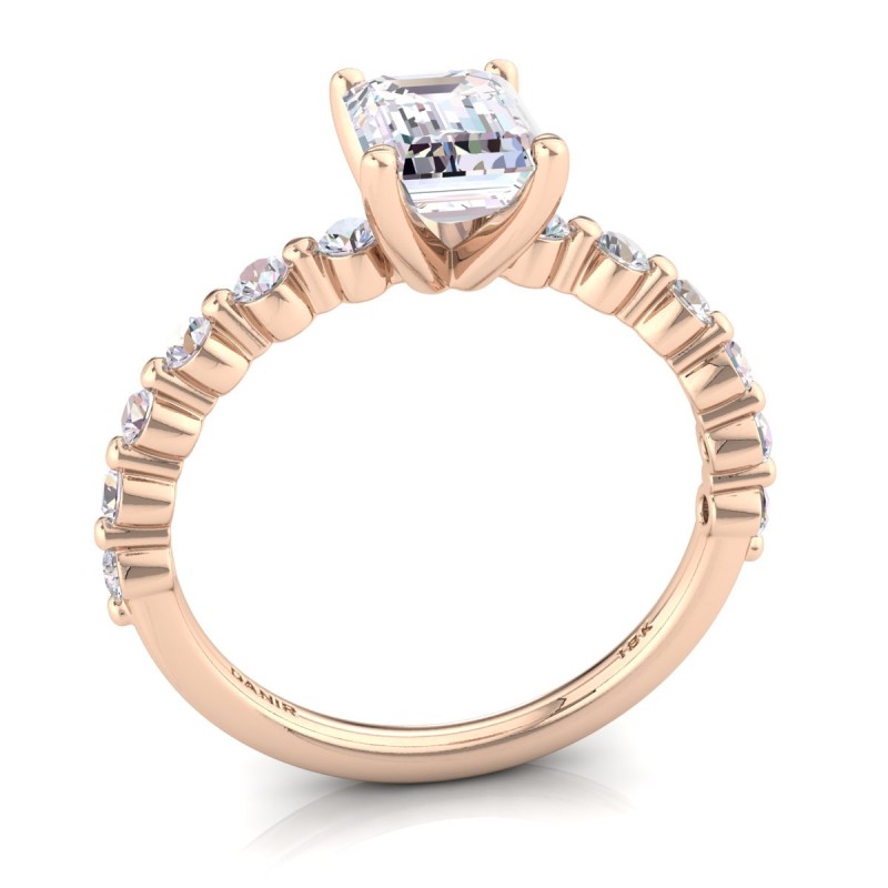 Diana Diamond Engagement Ring Emerald Rose Gold