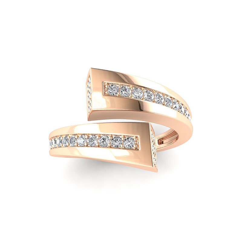 18K Rose Goud Double Pavé Diamond Ring