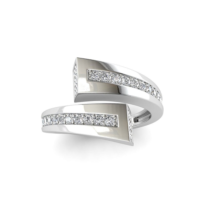 18K White Goud Double Pavé Diamond Ring