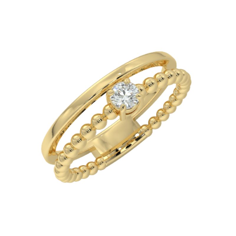18K Yellow Gold Double Band Diamond Ring