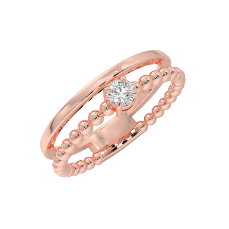 18K Rose Gold Double Band Diamond Ring