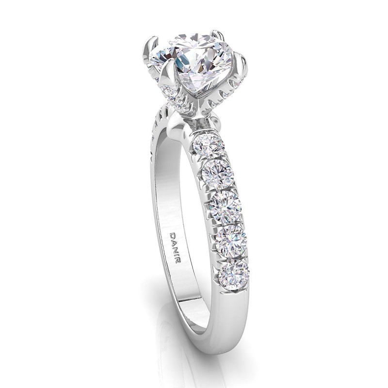 18K White Gold <br> Elenore Diamond Engagement Ring Round White Gold 
