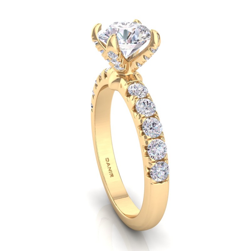 18K Yellow Gold <br> Elenore Diamond Engagement Ring Round Yellow Gold 