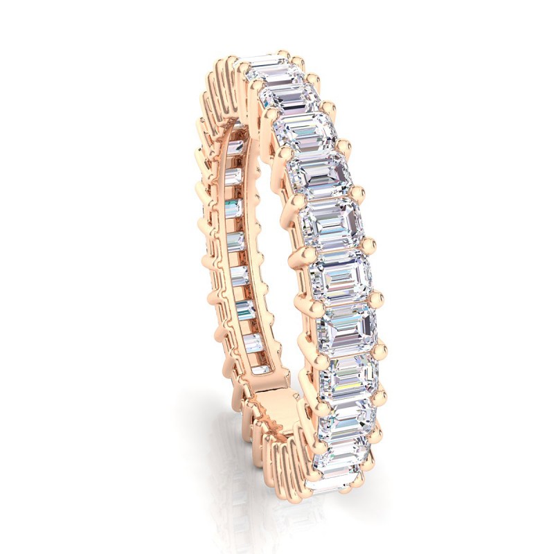 18K ROSE Gold <br> 18K Rose Gold Emerald Eternity Diamond Ring