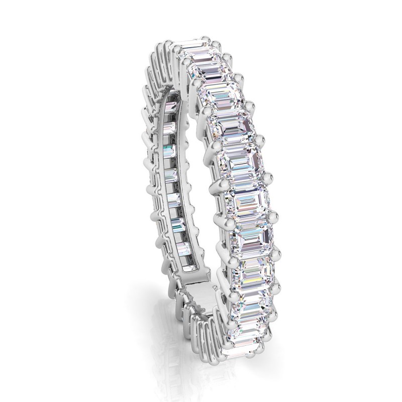 18K White Gold Emerald Eternity Diamond Ring
