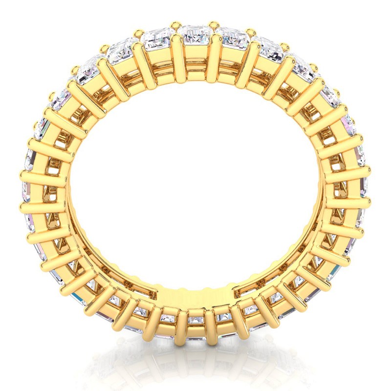 18K Yellow Gold Emerald Eternity Diamond Ring