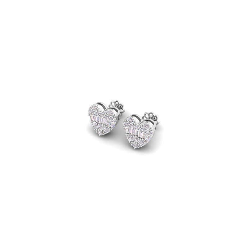 18K White Gold Emma Heart Diamond Earrings 