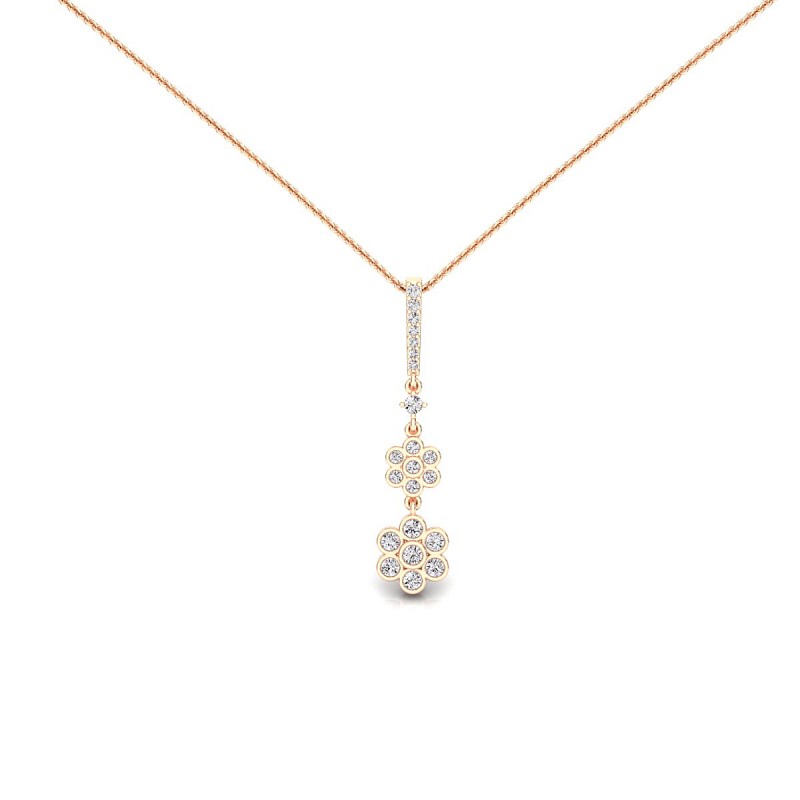 18K Rose Gold Diamond Floral Necklace 