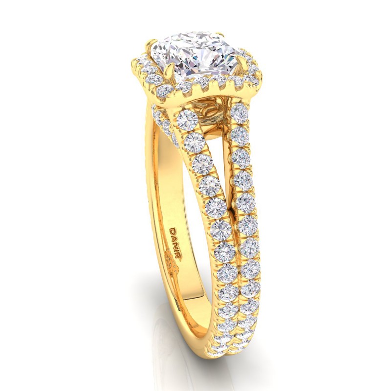 18K Yellow Gold <br> Florentina Diamond Engagement Ring Yellow Gold Cushion