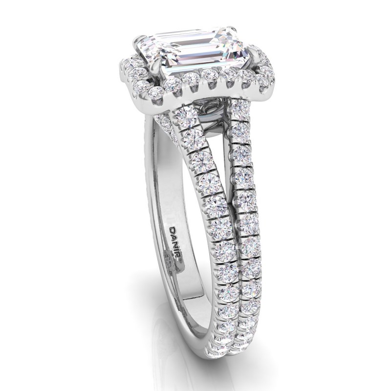 Florentina Diamond Engagement Ring White Gold Emerald