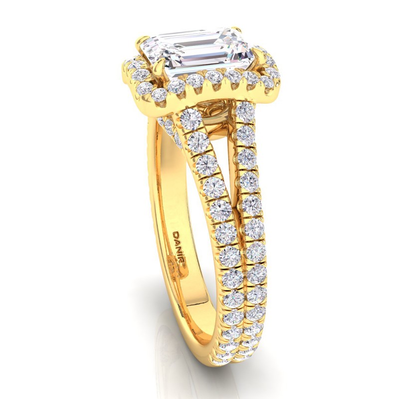 Florentina Diamond Engagement Ring Yellow Gold Emerald