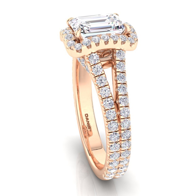 Florentina Diamond Engagement Ring Rose Gold Emerald