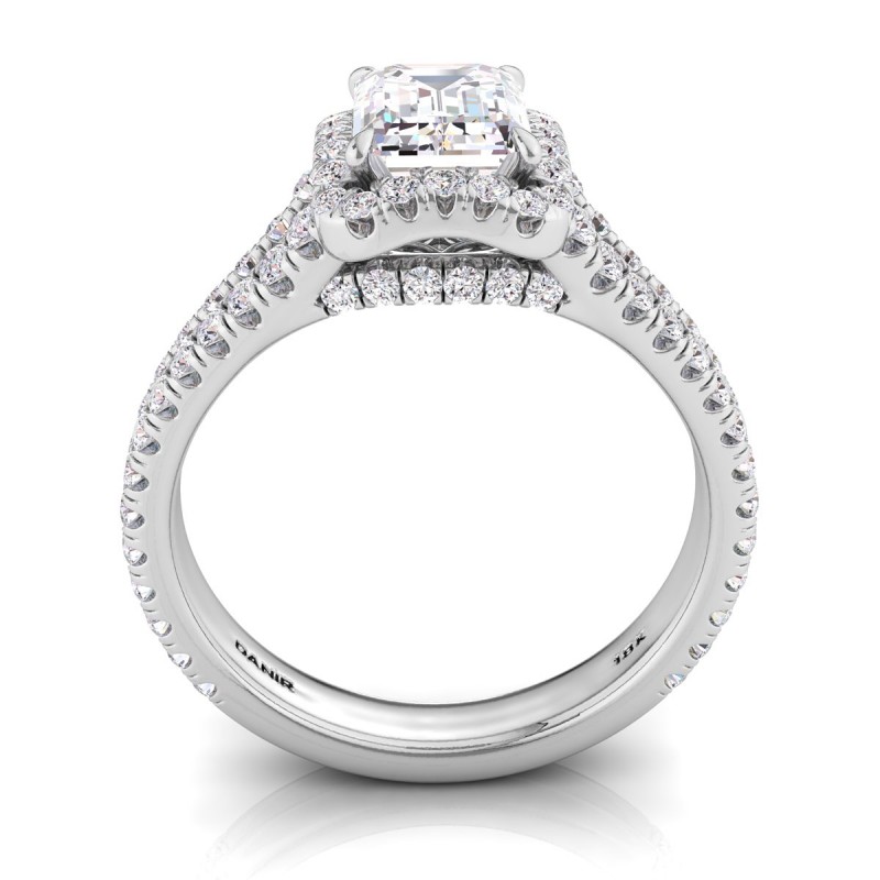 18K White Gold <br> Florentina Diamond Engagement Ring White Gold Emerald