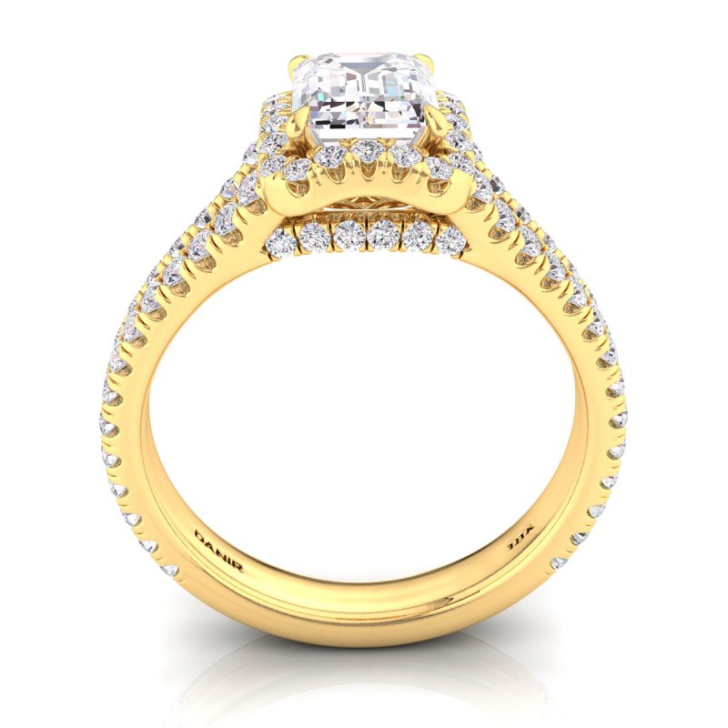 Florentina Diamond Engagement Ring Yellow Gold Emerald