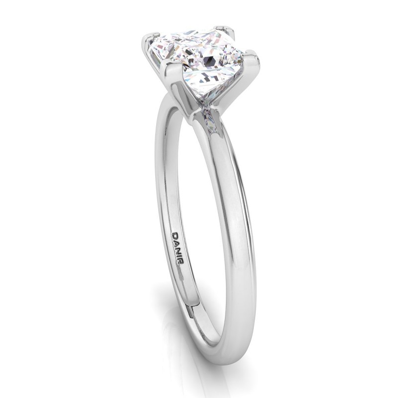 18K White Gold <br> Solitaire Four Prong Engagement Ring White Gold Princess