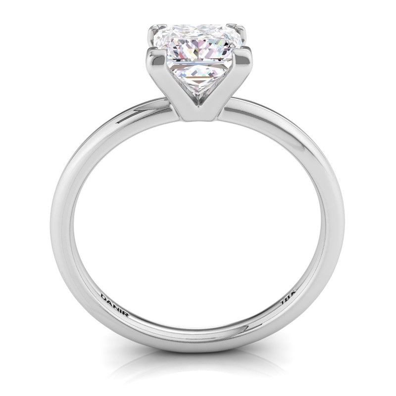 18K White Gold <br> Solitaire Four Prong Engagement Ring White Gold Princess
