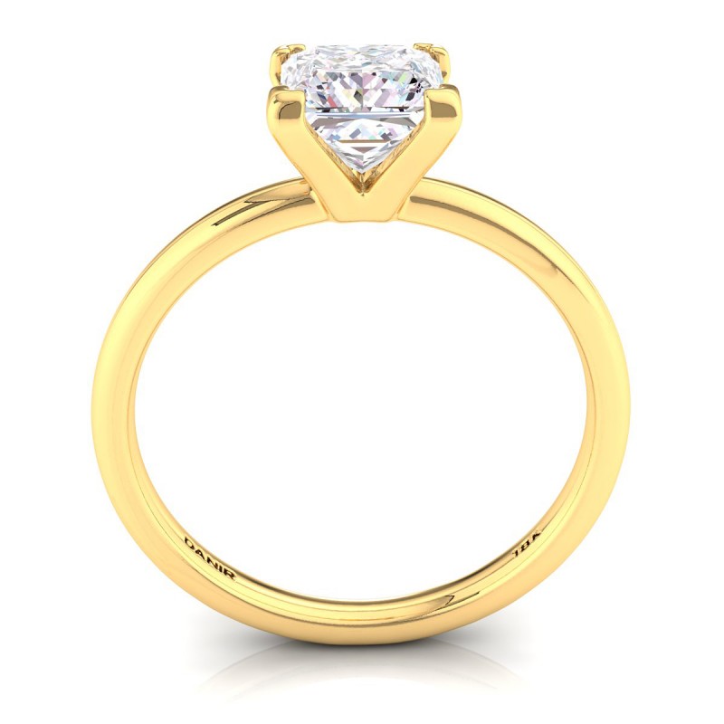 Solitaire Four Prong Engagement Ring Yellow Gold Princess