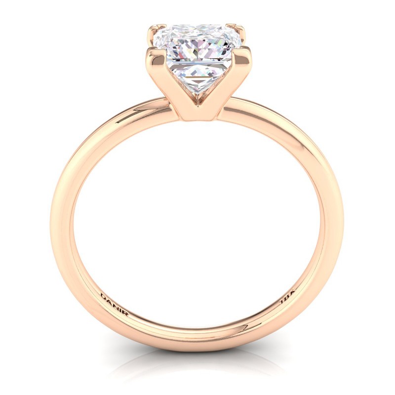 18K ROSE Gold <br> Solitaire Four Prong Engagement Ring Rose Gold Princess