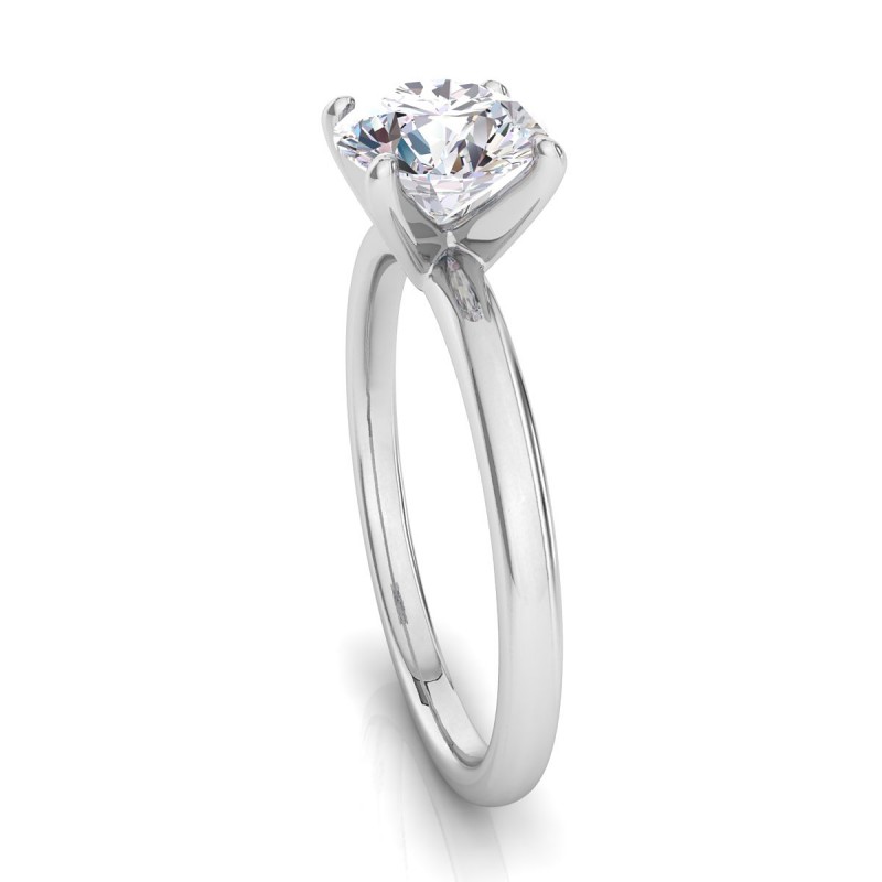 18K White Gold <br> Solitaire Four Prong Engagement Ring White Gold Round 