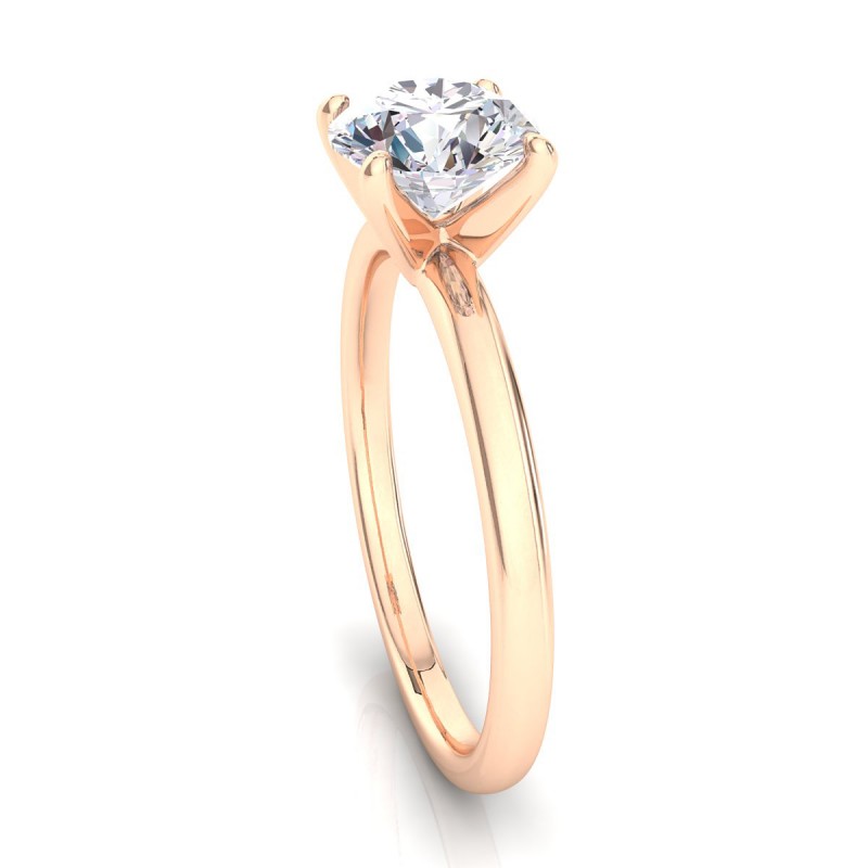 Solitaire Four Prong Engagement Ring Rose Gold Round 