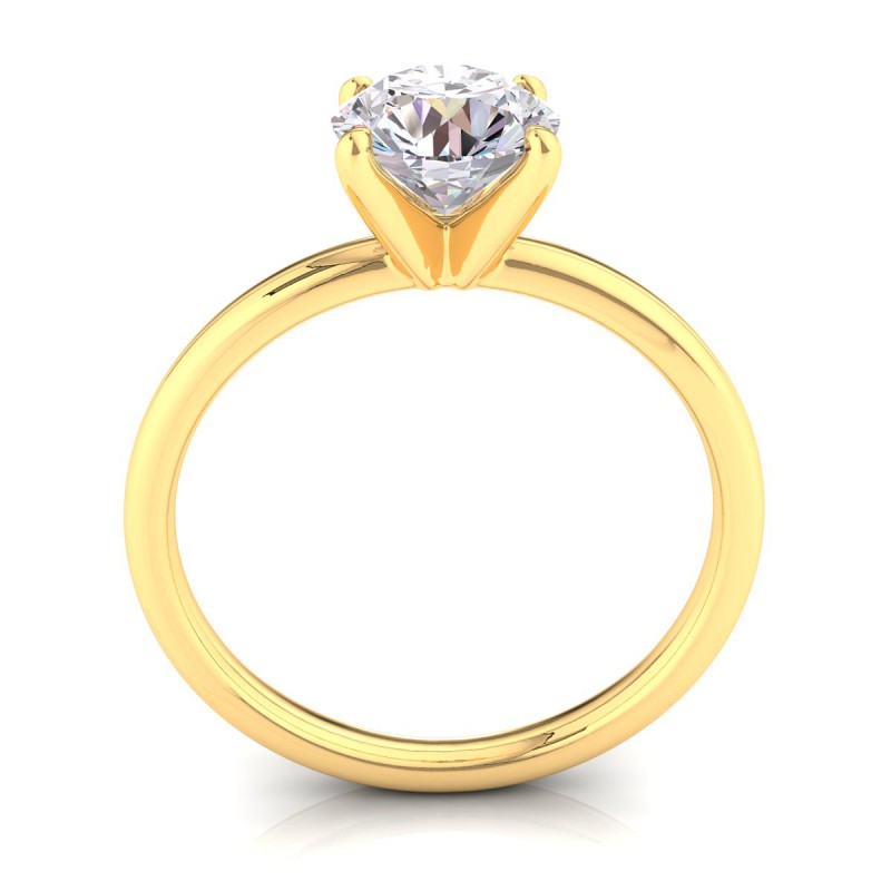 Solitaire Four Prong Engagement Ring Yellow Gold Round 