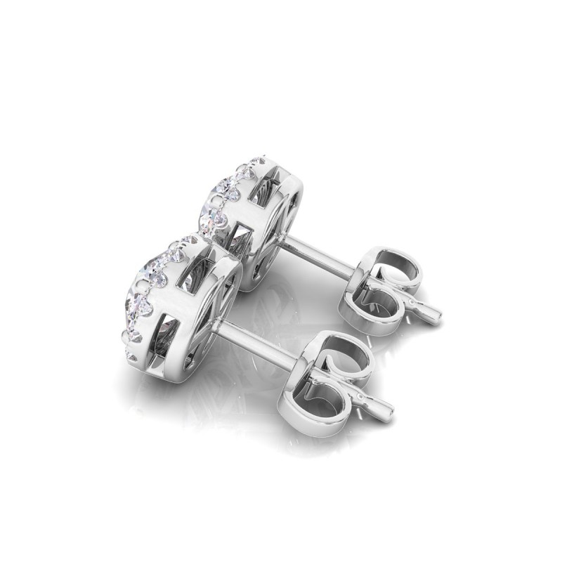 18K White Gold Halo Diamond Stud Earrings