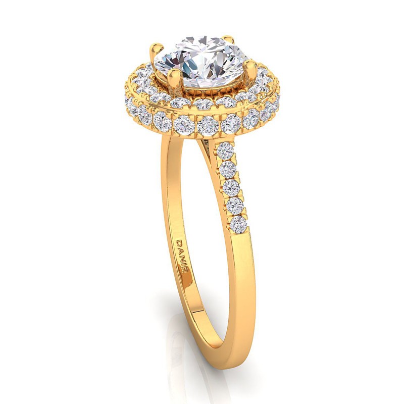 18K Yellow Gold <br> Helena Diamond Engagement Ring Round Yellow Gold 